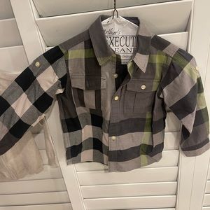 Kids Burberry plad buttoned down long sleeve shirt